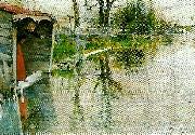Carl Larsson vid loing grez-grez-sur-loing oil painting on canvas